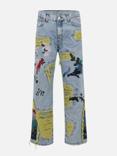 Jeans mit Blumenstickerei